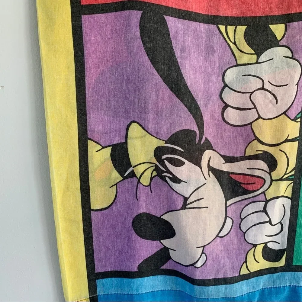 Vintage 90s Mickey Mouse Pillowcase Disney Goofy Color Block Large Graphic
